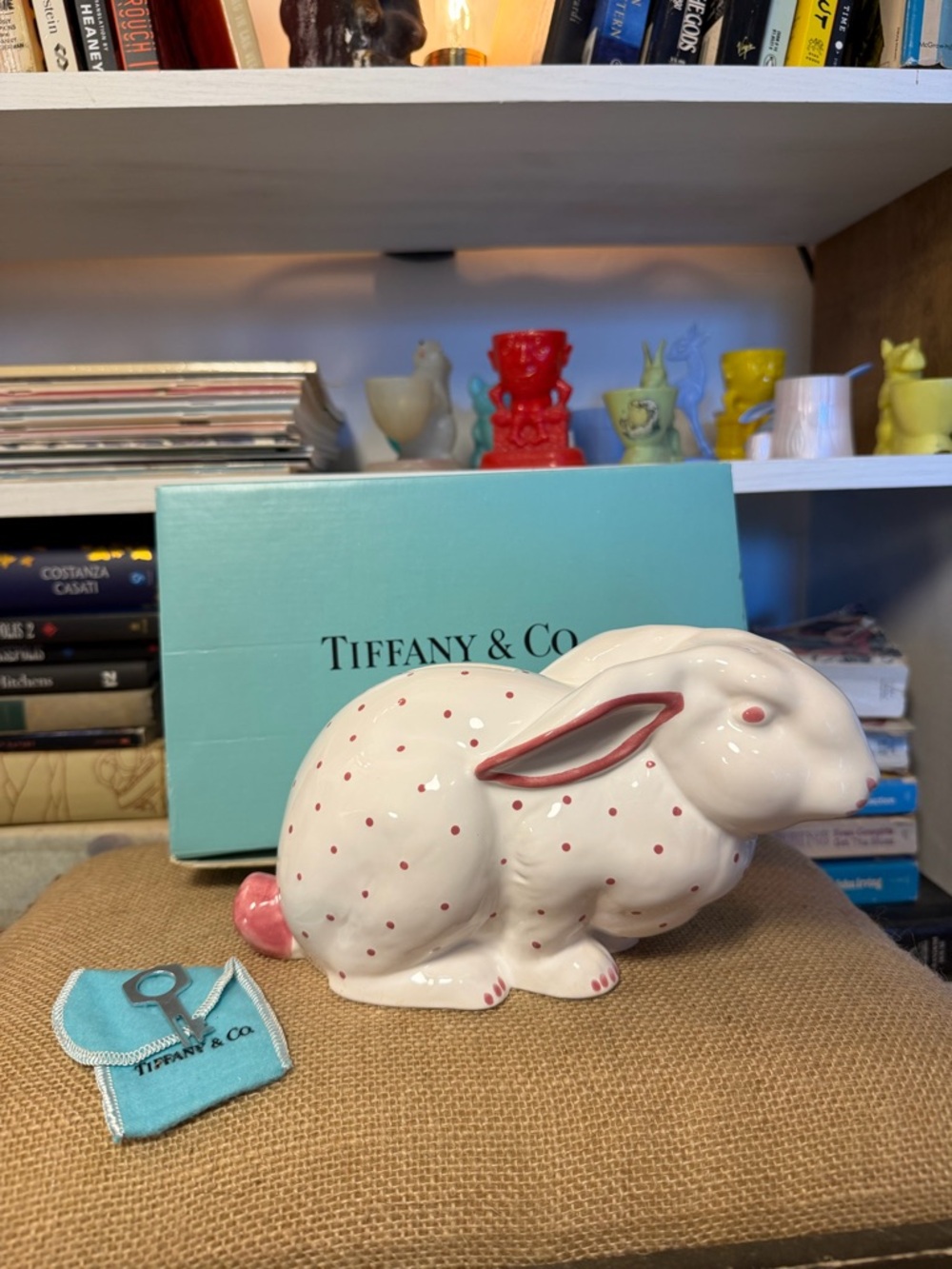 Tiffany & Co. White Ceramic Bunny with Pink Accents